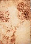 LEONARDO da Vinci Profiles of a young and an old man oil painting artist